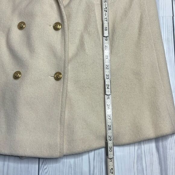 70s Vintage Ivory Wool Forecaster Coat military naval style double breasted Med - Picture 6 of 12